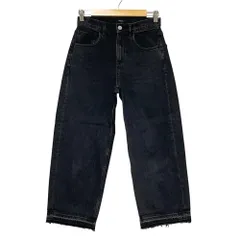 美品 23AW theory セオリー New ST Denim BK Relax ST Jean FH カットオフ ワイド デニムパンツ ジーンズ W24 ブラック レディース 古着 中古 USED