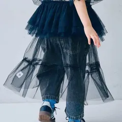 【80㎝/90㎝】p.premier チュール3WAYオーバーレイヤードスカート ブラック 子供服 P218016のサムネイル