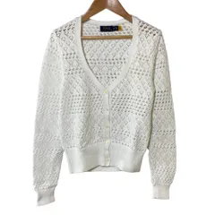 美品 POLO RALPH LAUREN ポロラルフローレン クロシェニット カーディガン XS ホワイト レディース 古着 中古 USED