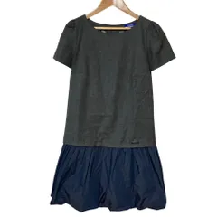 美品 BURBERRY BLUE LABEL バーバリーブルーレーベル バルーンスカート ワンピース グレー 38 ネイビー レディース 古着 中古 USED