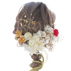 [LALALA beauty flowers] 成人式・卒業式にぴったりの華やか髪飾り 和装小物 七五三 結婚式 入学式 花火大会 浴衣 着物 袴 振袖 二十歳の集い(レッド) 2151 [レッド]