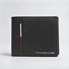 【ギフト対応可】トミーヒルフィガー TOMMY HILFIGER 二つ折り財布 TH CASUAL CC AND COIN BLACK ブラック メンズ おしゃれ 人気 ブランド 誕生日 記念 プレゼント ギフト 送料無料