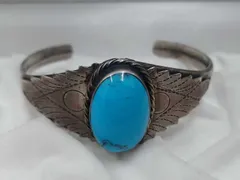 インディアンジュエリー　バングル　ターコイズ色　中古品　925刻印
