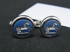 ■極美品■ WEDGWOOD ウェッジウッド ジャスパー カフスボタン カフリンクス アクセサリー 紳士 メンズ ブルー系×シルバー系 DL8700のサムネイル