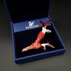 SWAROVSKI スワロフスキー ブローチ サンゴデザイン コーラルモチーフ レッドクリスタル ラインストーン 箱付き 上品 華やか きらきら アクセント 存在感 ギフト プレゼント 贈り物