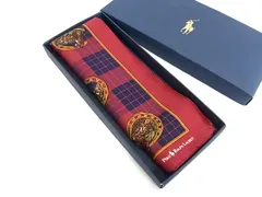 ■美品■ POLO RALPH LAUREN ポロラルフローレン ハンカチ ハンカチーフ ポケットチーフ メンズ レディース ボルドー系 DM1877のサムネイル