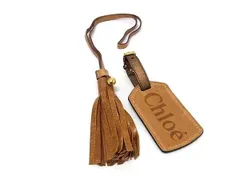 ■美品■ Chloe クロエ レザー エデン用 タッセル ネームタグ 2点セット レディース メンズ ブラウン系 DD9429のサムネイル