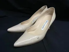 MANOLO BLAHNIK マノロブラニク パテントレザー  ヒール パンプス 表記サイズ 36 1/2 (約23.5cm) 靴 シューズ ベージュ系 DM1844のサムネイル