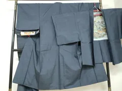 平和屋着物●男性　本場大島紬　アンサンブル　格子文　久野織物特製　証紙付き　正絹　逸品　DAAY5962ud