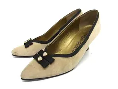 YVESSAINTLAURENT イヴサンローラン スエード ハート ラインストーン ヒール パンプス サイズ 35 (約22cm) 靴 グレージュ系 DM2143