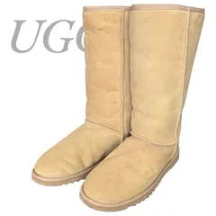 【B4644】UGG アグ Australia オーストラリア  ムートン ロングブーツ 裏ボア ベージュ シープスキン  約25.0cm レディース
