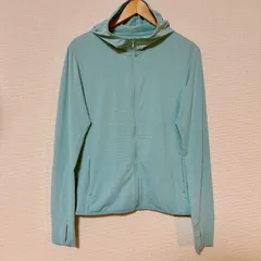 (^w^)b UNIQLO ユニクロ エアリズム UVカット メッシュパーカ 長袖 ミントグリーン 水色 ライトブルー フード付き ジップアップ パーカー 軽量 通気性 紫外線対策 日焼け対策 春夏 羽織り レディース サイズL    OM10762YS