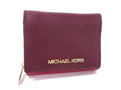■美品■ MICHAEL KORS マイケルコース レザー 三つ折り 長財布 ウォレット 小銭入れ 札入れ カード入れ レディース ボルドー系 DM2152