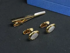 ■美品■ LANVIN ランバン カフリンクス カフスボタン タイクリップ アクセサリー 2点セット ビジネス 紳士 メンズ ゴールド系 DM2397のサムネイル