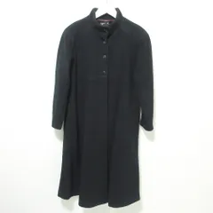 良品 agnes b. アニエスベー フランス製 ウール スタンドカラーコート ロングコート 2 ブラック レディース 古着 中古 USED
