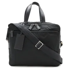 PRADA プラダ ビジネスバッグ ブリーフケース 書類カバン 2WAY ショルダーバッグ ナイロン レザー NERO 黒 ブラック シルバー金具