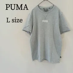 PUMA プーマ レディース トップス Tシャツ クルーネック 半袖 グレー ロゴ入り ロゴ L