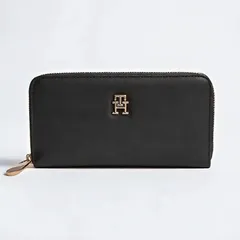 【ギフト対応可】トミーヒルフィガー TOMMY HILFIGER 長財布 POPPY TH LARGE ZA BLACK GOLD ラウンドファスナー ブラック ゴールド レディース おしゃれ 人気 ブランド 誕生日 記念 プレゼント ギフト 送料無料
