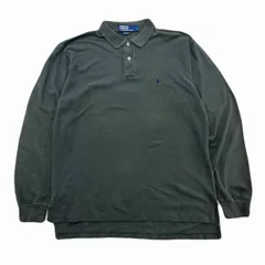ポロラルフローレン ポロシャツ 長袖 メンズ Lサイズ ダークグリーン 緑 胸ロゴ刺繍 人気 シンプル