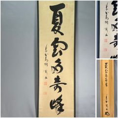 茶道具】前大徳寺 三玄院 藤井誡堂筆 『緑水廻青山』 一行 掛軸C158