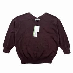 オペークドットクリップ ニットセーター レディース Sサイズ ブラウン タグ付き 未使用 ハイゲージ Vネック