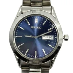 稼働　セイコー　腕時計　クォーツ　デイデイト　3針　ブルー文字盤　シルバー　7N43-9080　メンズ　アナログ　ts163