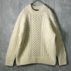 並品 イングランド製 ピュア ウール 100％ ケーブル編み アラン ニット 