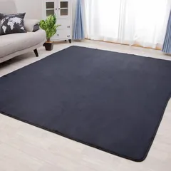 【特価商品】カーペット ラグ 洗える ラグカーペット マット 滑り止め付き ホットカーペット対応 防ダニ フランネル さらフワ触感 おしゃれ 北欧 じゅうたん (無地・ブラック(BK) 2)130x185cm)のサムネイル