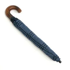 オーロラトラッド 折りたたみ傘 AURORA TRAD チェック柄/ウッドハンドル    ネイビー メンズ / 240001190436のサムネイル