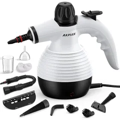 AKPIANスチームクリーナー、スチームクリーナー ハンディ、10ピースのアクセサリーセットを備えた、加圧スチーム洗浄機多目的および多面すべての自然で化学薬品を使用しない家庭、キッチン、用スチームクリーニング、カーペット 除菌 掃除 年末清掃 0