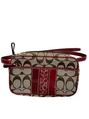 【中古】COACH　コーチ　ウエストポーチ　レッド　ベージュ　シグネチャー＿s10＿セルモアから出品＿s-0202-r10