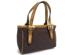 ■美品■ ANYA HINDMARCH アニヤハインドマーチ キャンバス×レザー ハンドバッグ ミニバッグ パーティーバッグ ゴールド系 DH0210のサムネイル