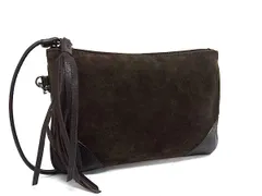 Max Mara マックスマーラ スエード×レザー タッセル 化粧ポーチ メイクポーチ 小物入れ マルチケース ブラウン系 DL1164のサムネイル