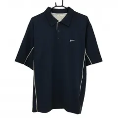 ナイキゴルフ 半袖ポロシャツ ネイビー×白 ロゴ刺しゅう スナップボタン  メンズ XL ゴルフウェア NIKE