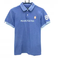 パーリーゲイツ 半袖ポロシャツ ブルー系 ロゴ白 メンズ 4(M) ゴルフウェア PEARLY GATES