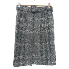 美品 BURBERRY LONDON バーバリーロンドン チェック柄 ベルト付き ブークレー ひざ丈 タイトスカート 36 グレー レディース 古着 中古 USED