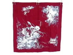 ChristianDior クリスチャンディオール シルク100% フラワー 花柄 大判 スカーフ ストール ショール ボルドー系×グレー系 DM1331