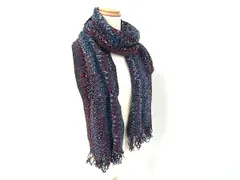 ■美品■ MISSONI ミッソーニ アクリル等 フリンジ マフラー ストール ショール 防寒具 グレー系×マルチカラー DM1410