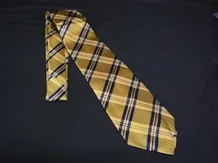 ■美品■ Burberrys バーバリーズ チェック シルク100% ネクタイ ビジネス 紳士 メンズ イエロー系 DM1434