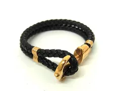 ■美品■ PAUL HEWITT ポールヒューイット レザー ブレスレット バングル アクセサリー メンズ レディース ブラック系 DM1637