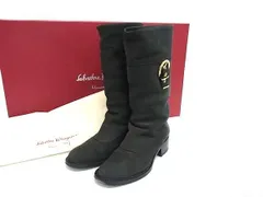 Salvatore Ferragamo フェラガモ ガンチーニ スエード ブーツ 表記サイズ 6  (約23.5cm) 靴 シューズ レディース ブラック系 DM2053