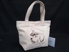 ■美品■ Kitamura キタムラ キャンバス ドッグ 犬 ハンドバッグ トートバッグ ミニバッグ アイボリー系×ブラウン系 DM2417