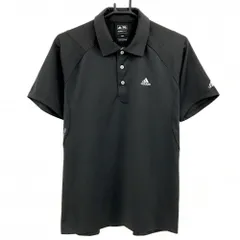 【超美品】アディダス 半袖ポロシャツ 黒 バックプリント 3ライン CLIMACOOL メンズ M/M ゴルフウェア adidas