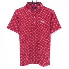 【超美品】キャロウェイ 半袖ポロシャツ レッド×白 ドット柄 ロゴ刺しゅう メンズ M ゴルフウェア Callaway