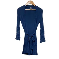 美品 M MISSONI エムミッソーニ ベルテッド ニットガウン カーディガン サイズ38 ブルー レディース 古着 中古 USED