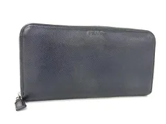 PRADA プラダ サフィアーノレザー ラウンドファスナー 長財布 ウォレット 札入れ カード入れ 小銭入れ メンズ ネイビー系 DM1117