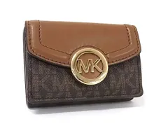■美品■ MICHAEL KORS マイケルコース PVC×レザー 三つ折り 財布 ウォレット 小銭入れ 札入れ カード入れ ブラウン系 DM1135