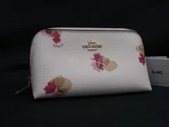 ■美品■ COACH コーチ F65349 PVC フラワー 花柄 メイクポーチ マルチケース 小物入れ アイボリー系 アイボリー系×ピンク系 DM2656
