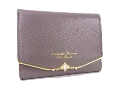 ■美品■ Samantha Thavasa サマンサタバサ レザー ラインストーン 三つ折り 財布 ウォレット レディース グレージュ系 DM1192