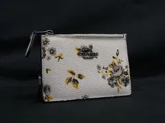 COACH コーチ 59747 PVC フラワー フラグメントケース パスケース 定期入れ カードケース カード入れ アイボリー系 DM2670